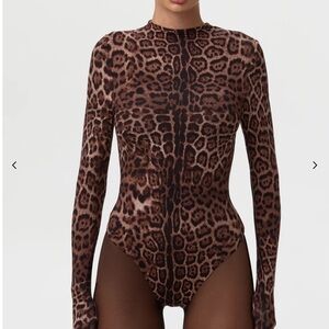 Naked Wardrobe Leopard Print Long Sleeve Bodysuit